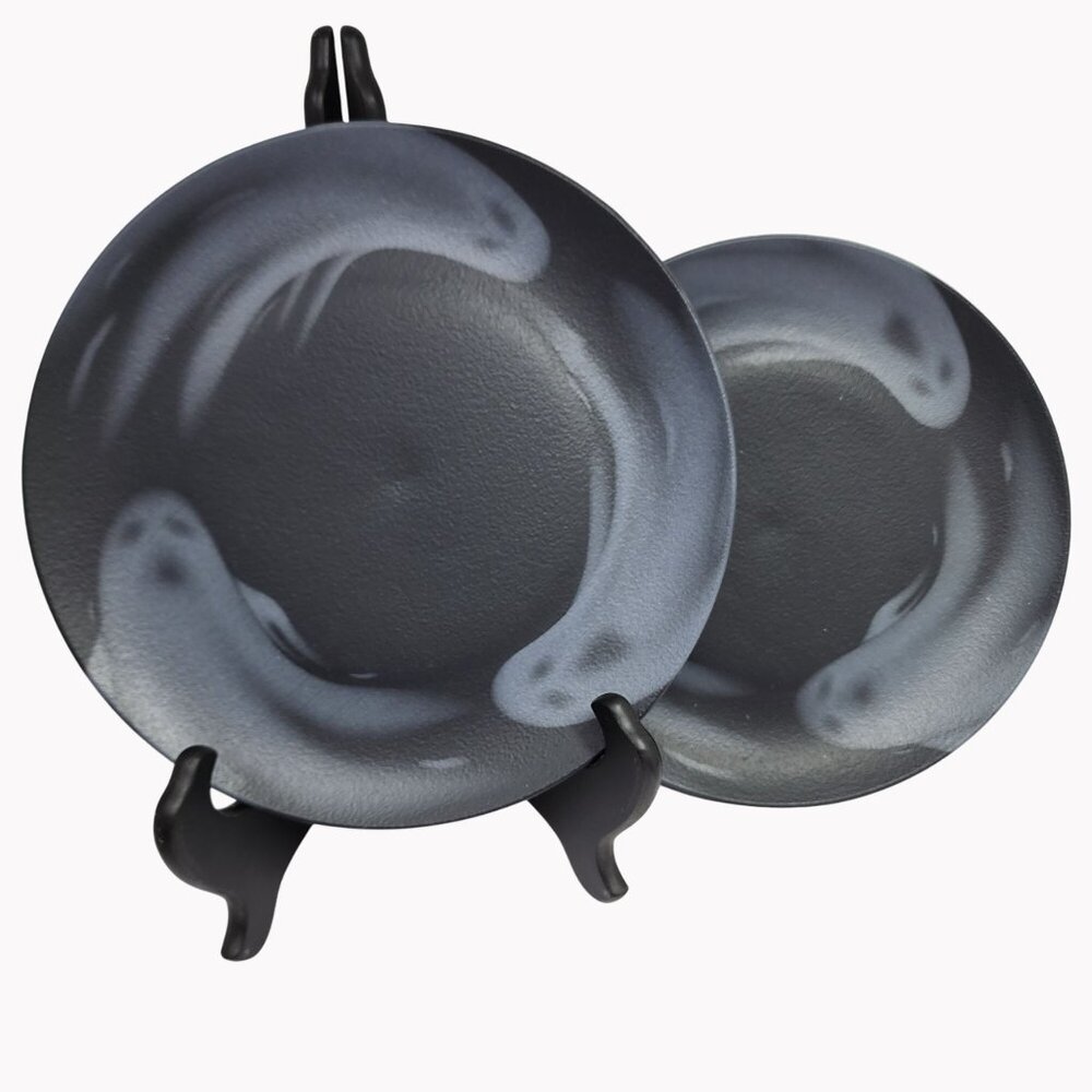 Mesa Brasil Halloween 10" Ghost Dinner Plates Set Of 2 Matte Black